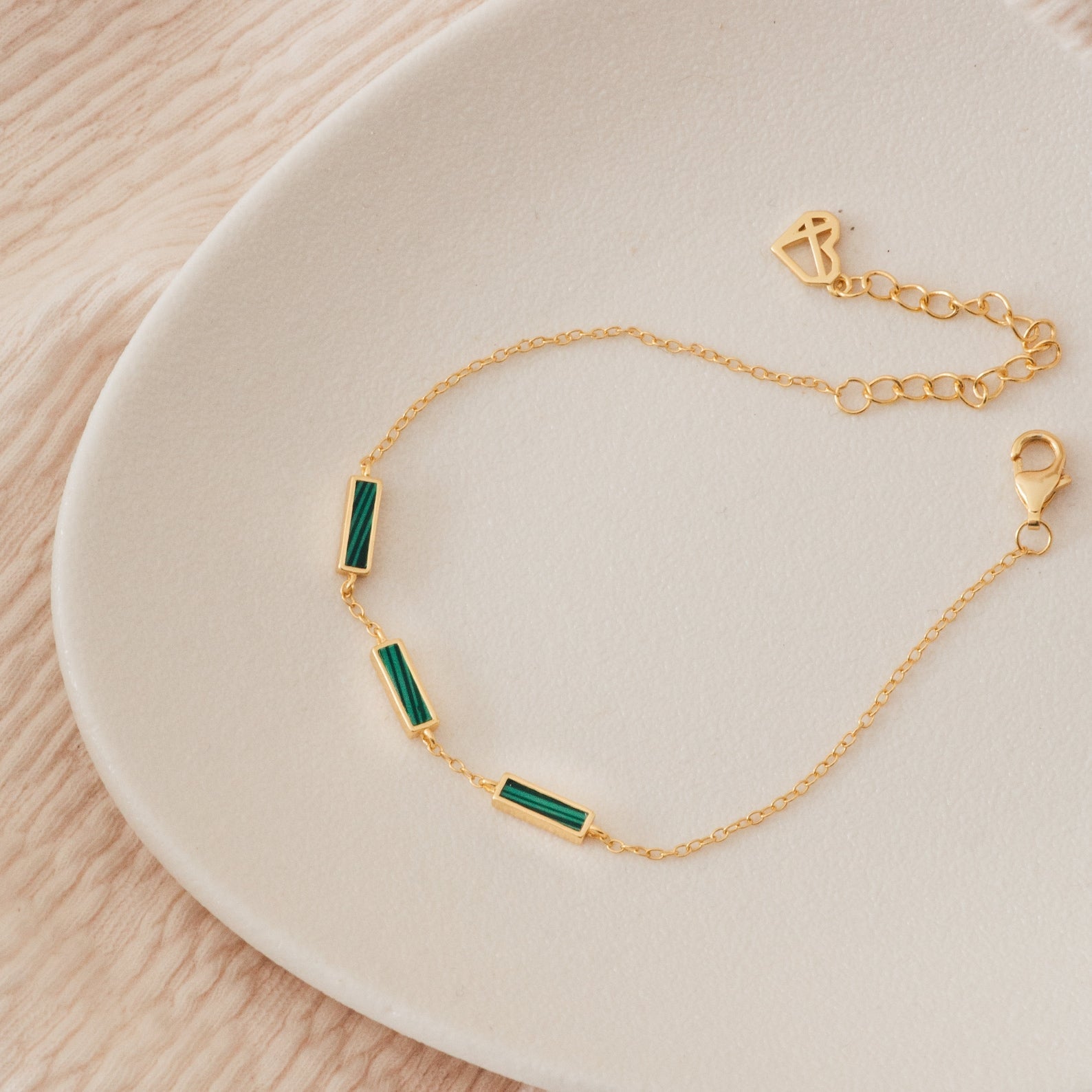 Malachite Bar Bracelet 18K Gold